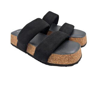 Free People Womens Sz 38.5 (8.5) Black Fairmount Flared Platform Slide Sandals
